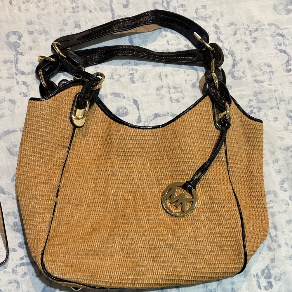 Michael Kors Black and Tan Shoulder Bag